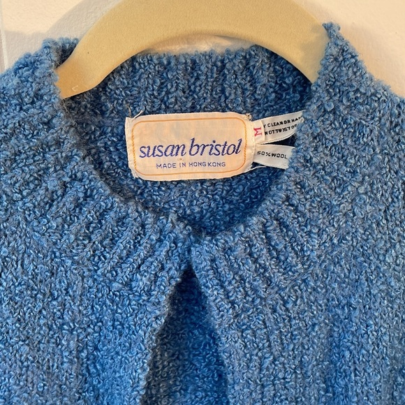 Susan Bristol Sweaters - Susan Bristol Cardigan Vintage Wool Blend Boucle' Open Front Sweater, M